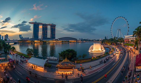 Travelers enjoying Singapore attractions